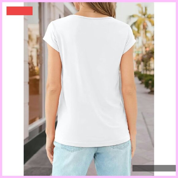 Plus Size V-Neck Cap Sleeve Tees 3-Pack for Workout Beach Vacation - Picture 2 of 4